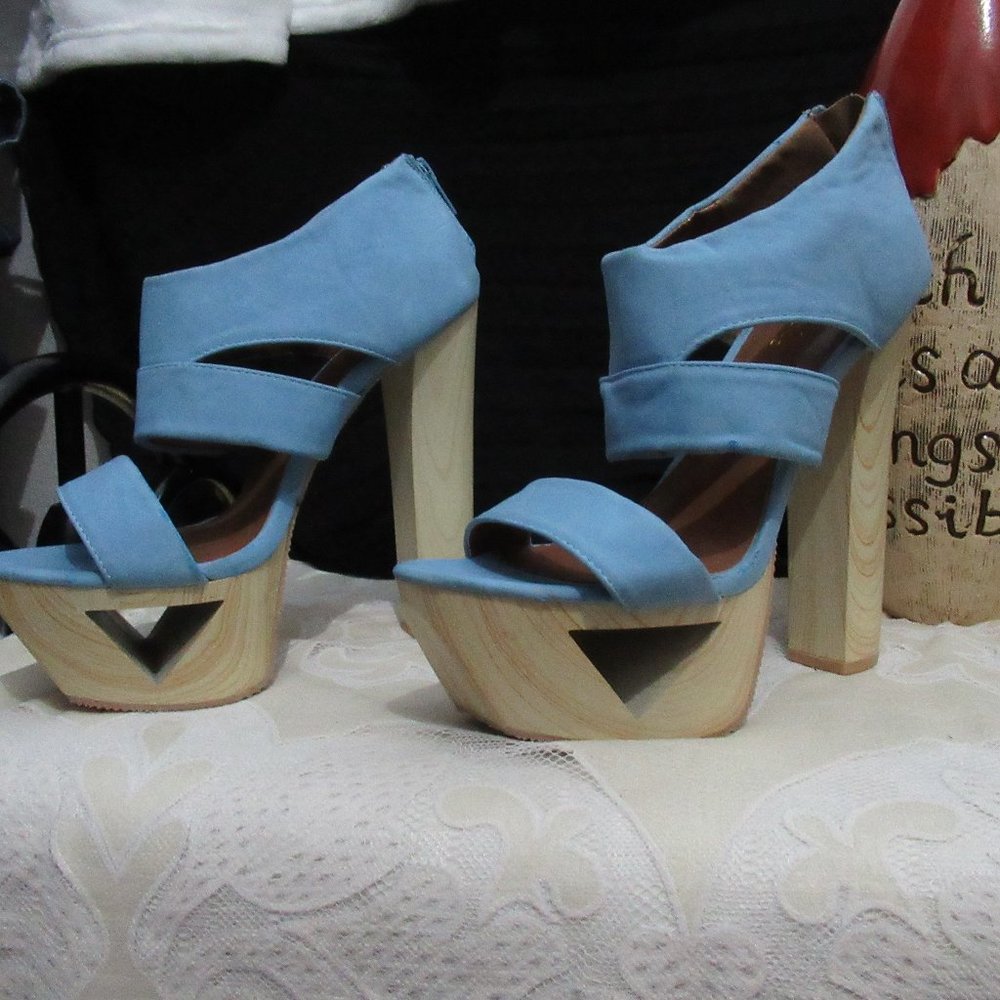 Qupid Blue High Heels